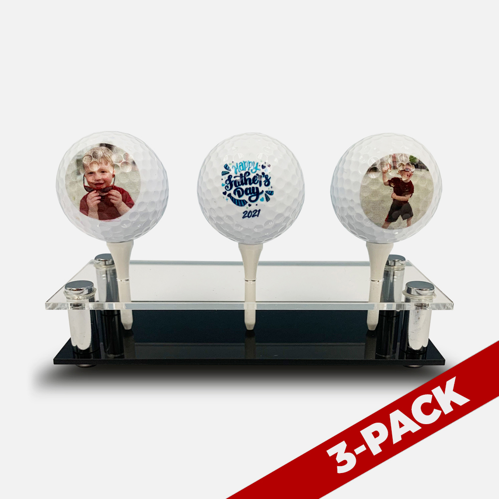 Acrylic Custom Golf Ball Display Stand 3-Pack