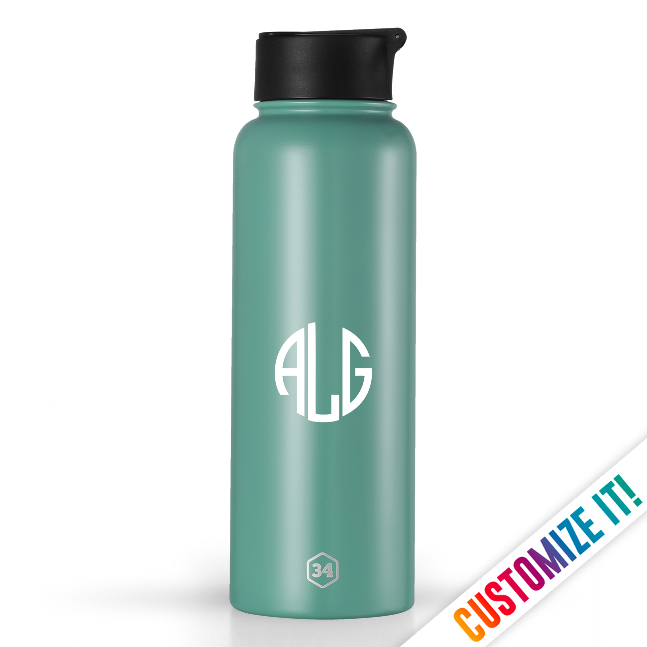 Custom Personalized Insulated Water Bottle Gift - Preppy Monogram
