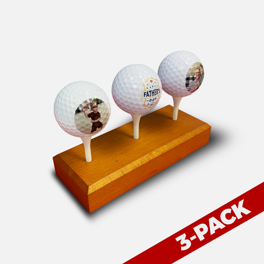 Wood Custom Golf Ball Display Stand 3-Pack