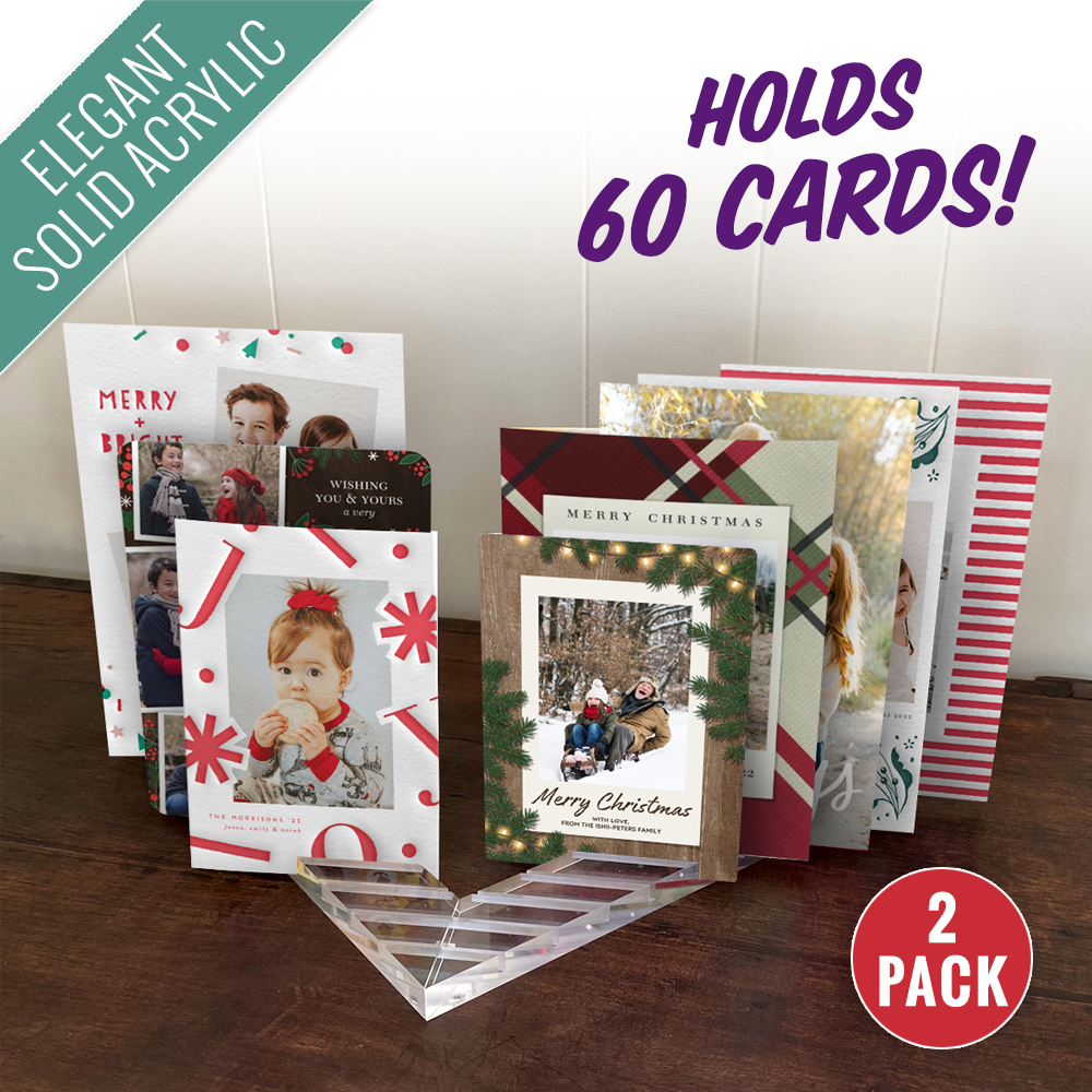 Holiday Greeting Card Display and Organizer | 2-Pack - Holds up to 60 cards